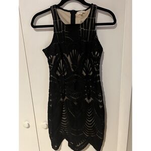 NWT Tea & Cup Womens Black Lace Layered Dress Size Small S Tank Sleeveless